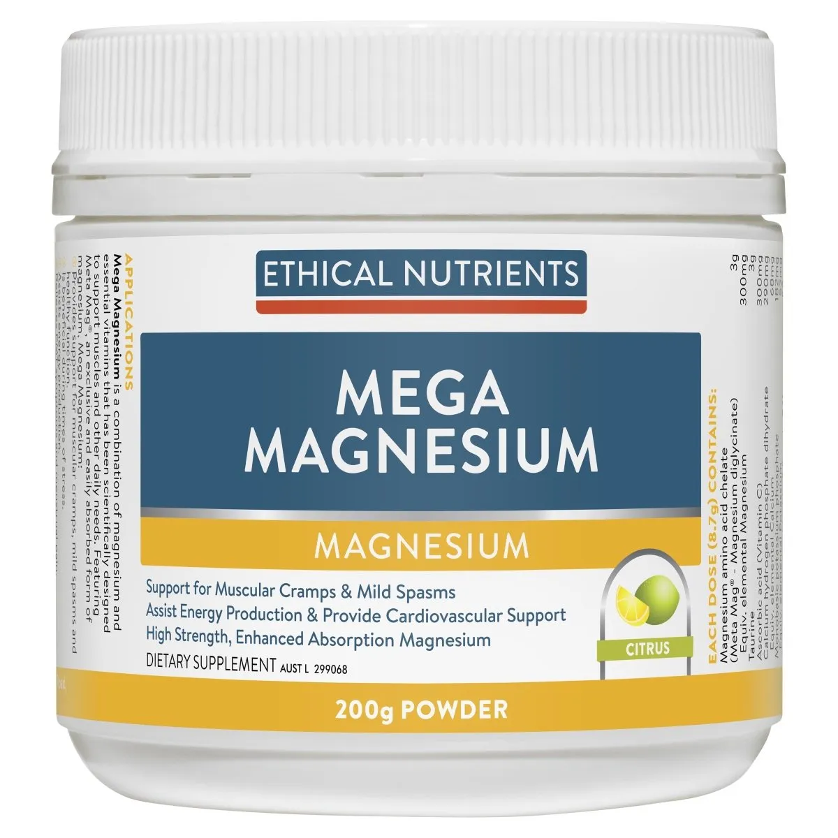 Ethical Nutrients Megazorb Mega Magnesium Powder Citrus 200g