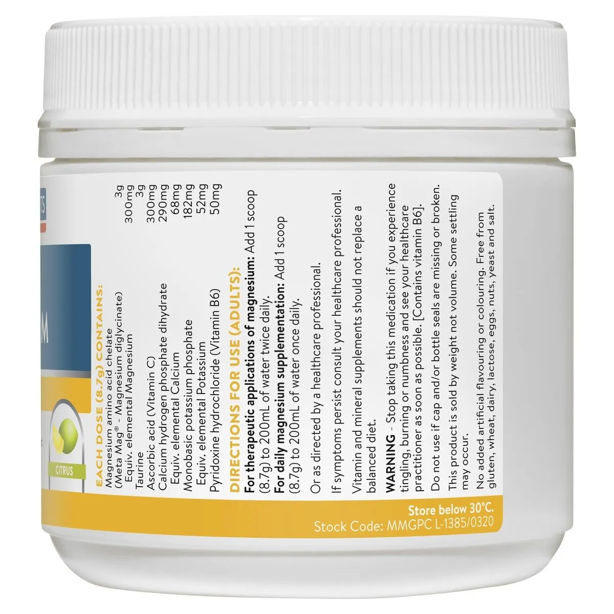 Ethical Nutrients Megazorb Mega Magnesium Powder Citrus 200g
