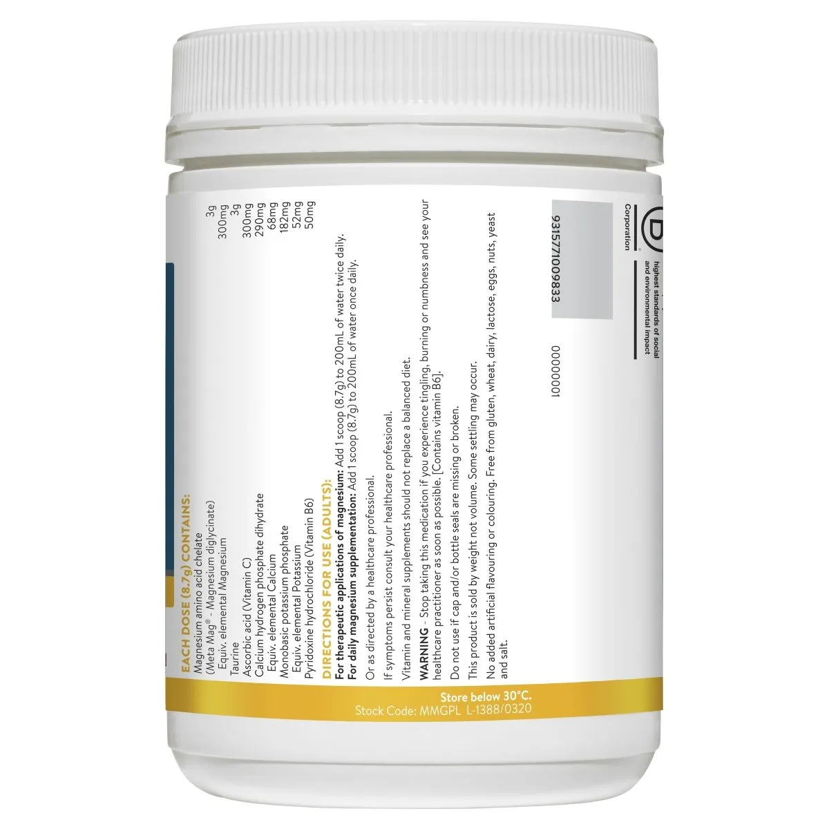 Ethical Nutrients Megazorb Mega Magnesium Powder Raspberry 450g