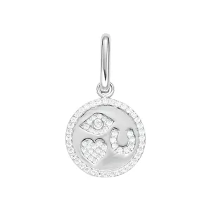 Eye Love You Open Bail Lab-Created Moissanite Sterling Silver Charm Pendant - M415679