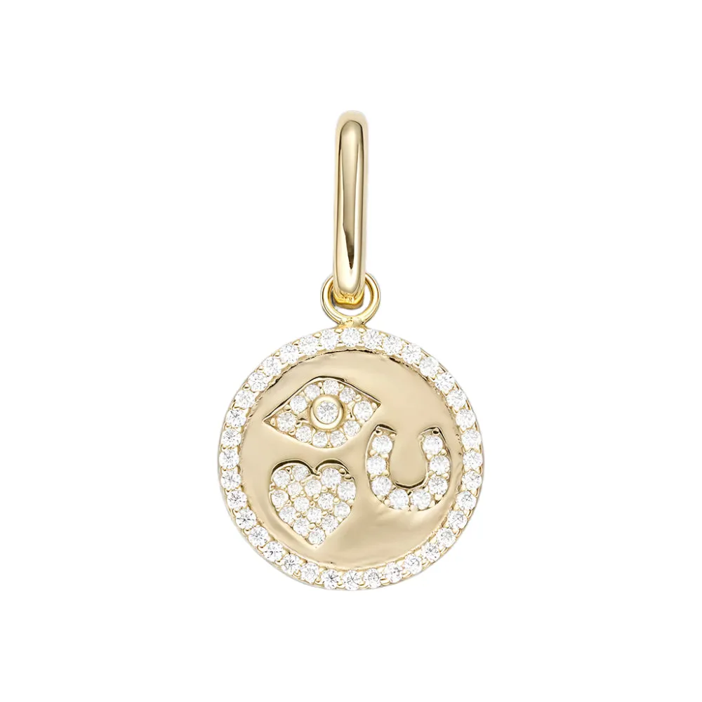 Eye Love You Open Bail Lab-Created Moissanite Sterling Silver Charm Pendant - M415679