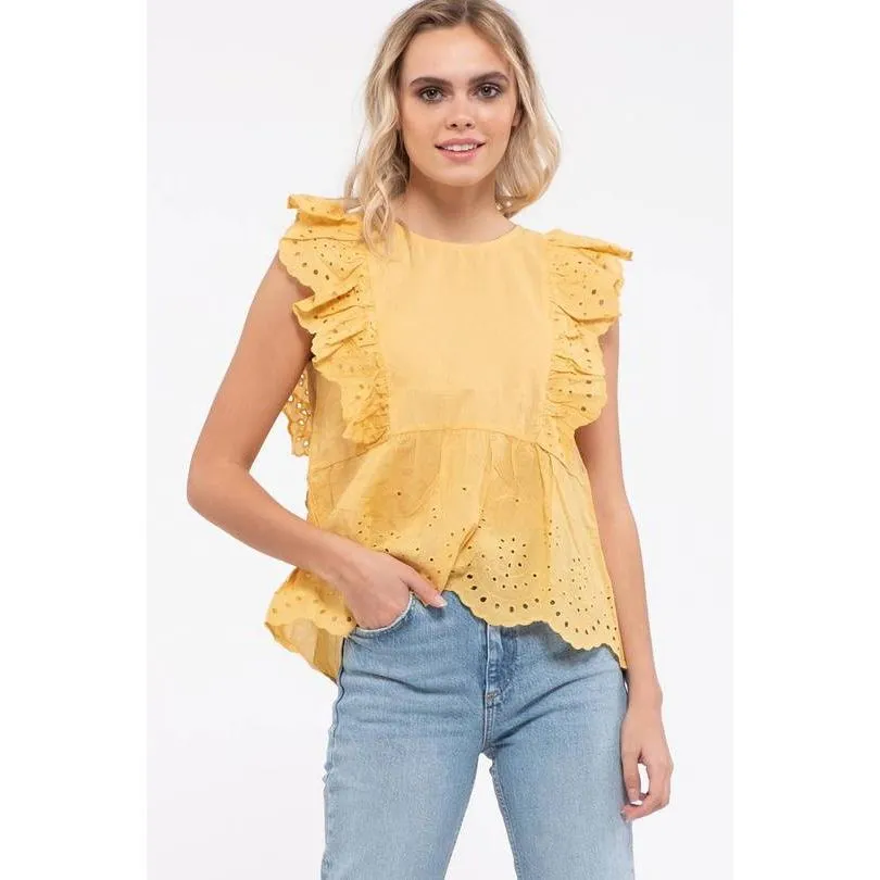 Eyelet Ruffled Top