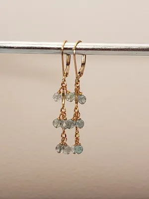 Faceted Apatite Cluster Drop Earrings on 14 kt Gold-Filled Chain.