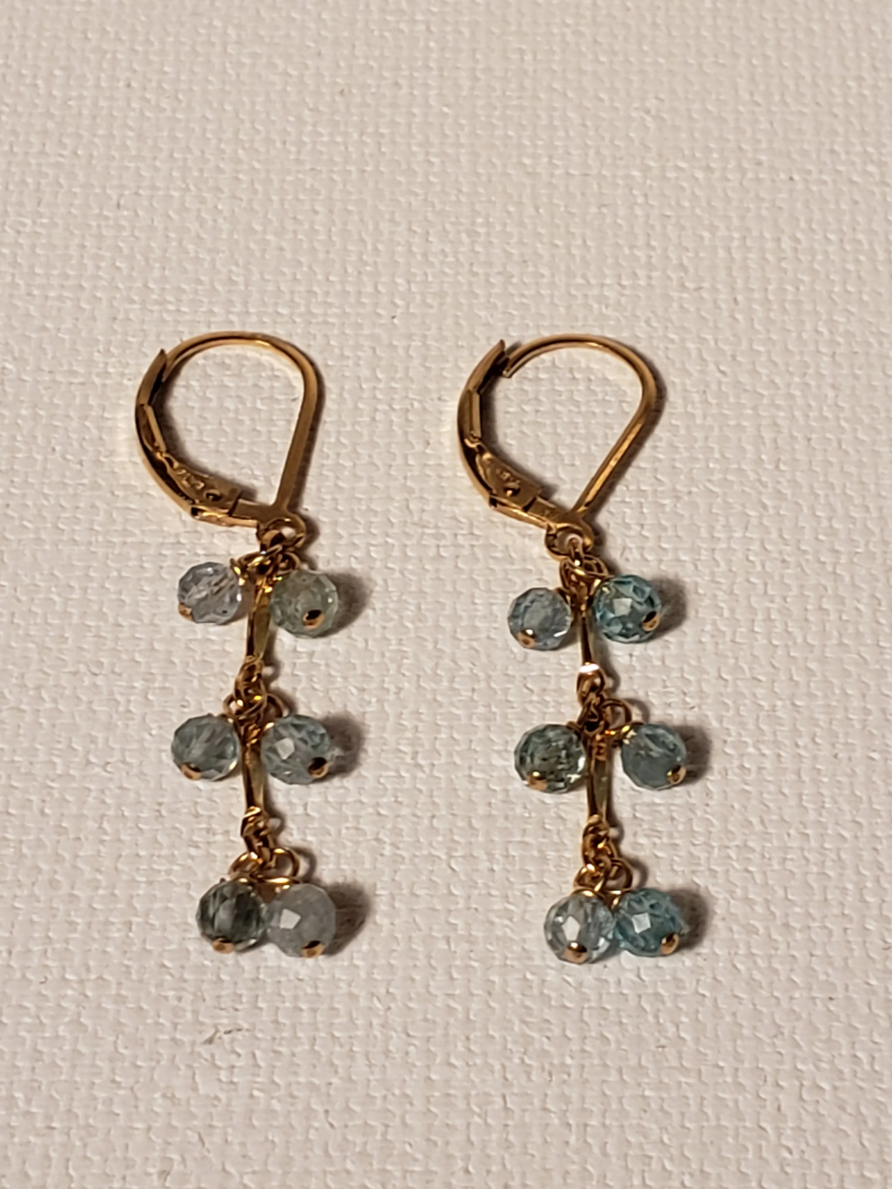 Faceted Apatite Cluster Drop Earrings on 14 kt Gold-Filled Chain.