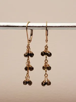 Faceted Pyrite Cluster Dangle on Gold-Filled Chain Lever Back Earrings.