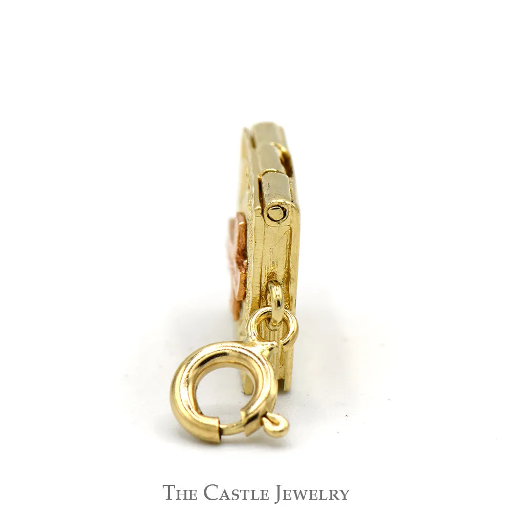 Filigree Design Bible Pendant In 14KT Yellow And Rose Gold