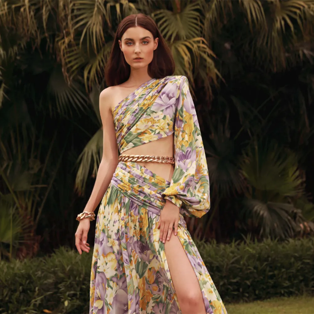 Floral Printing Chiffon Dresses