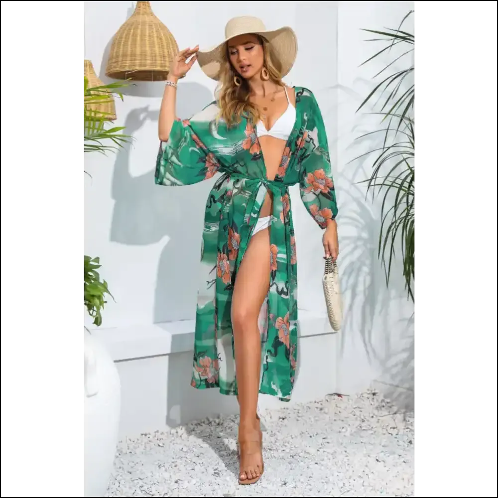 Floral Tie Waist Duster: Because Even Cover-ups Deserve a Dramatic Entrance 🌸✨