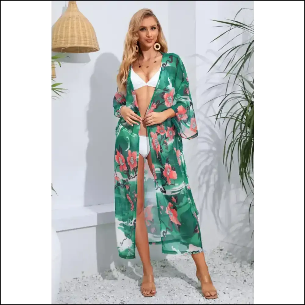 Floral Tie Waist Duster: Because Even Cover-ups Deserve a Dramatic Entrance 🌸✨