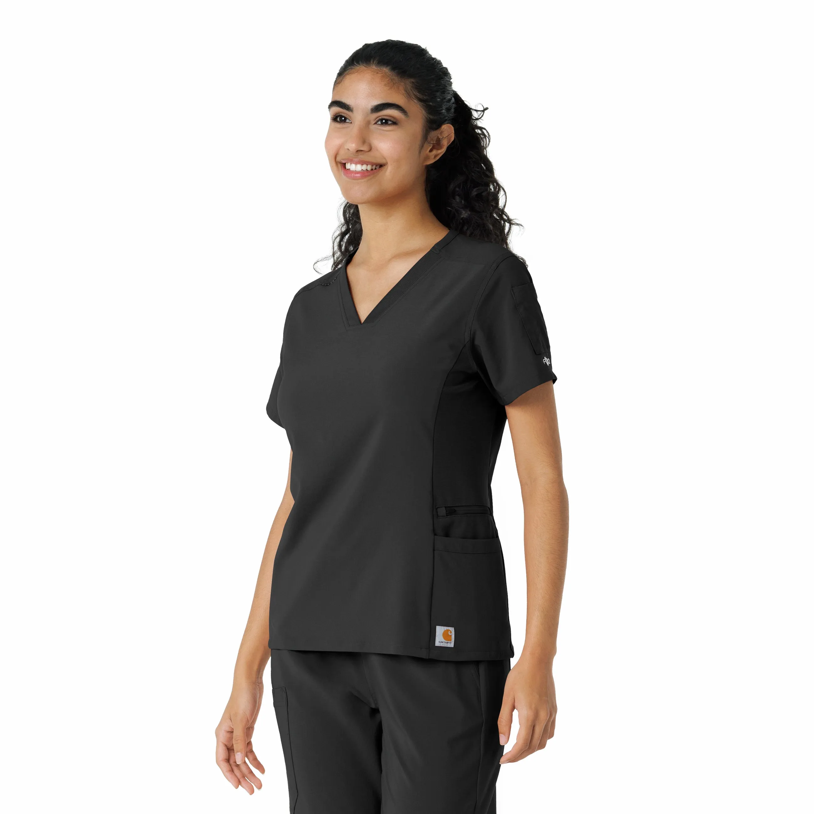 Force Cross-Flex C13310 Knit Panel Scrub Top Black