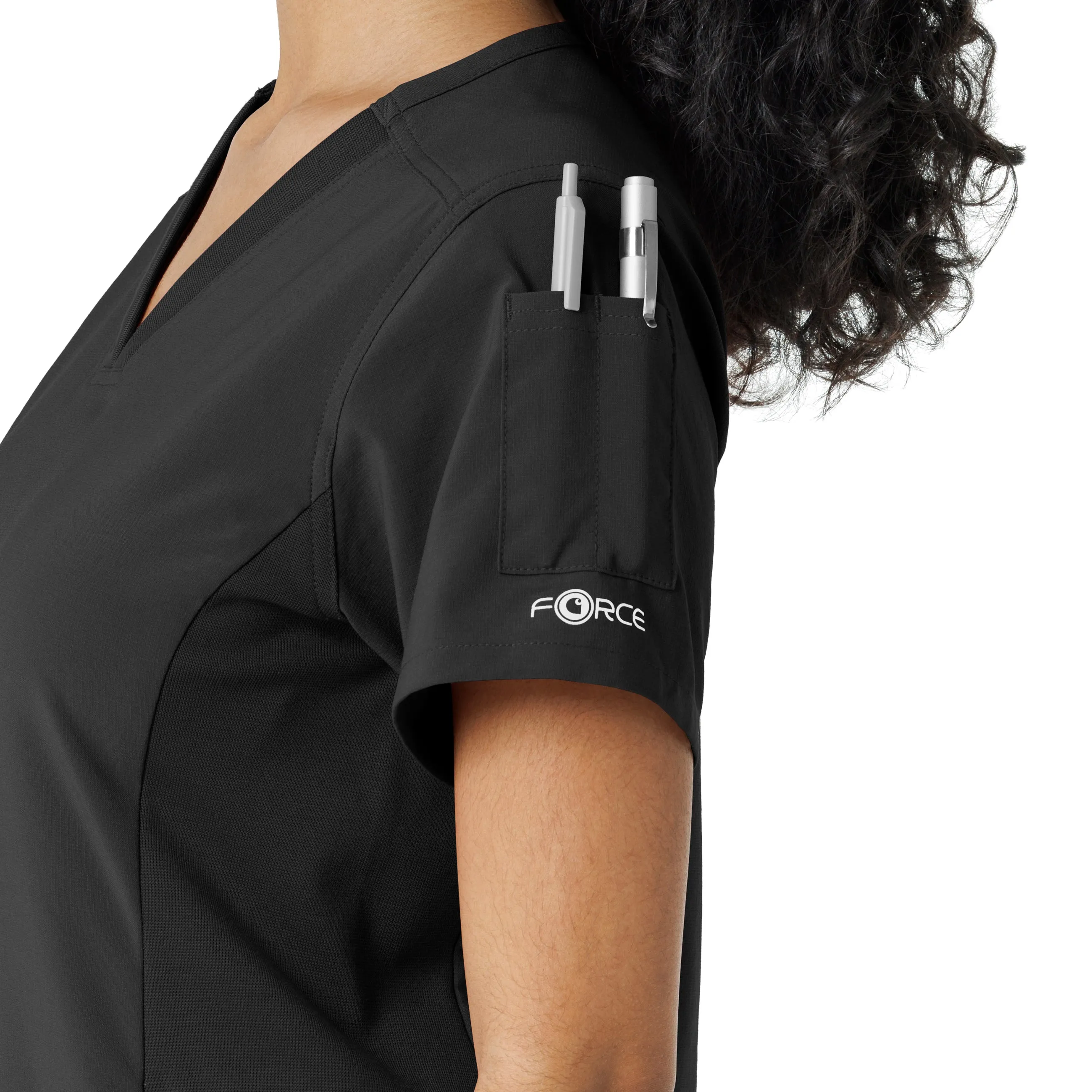 Force Cross-Flex C13310 Knit Panel Scrub Top Black