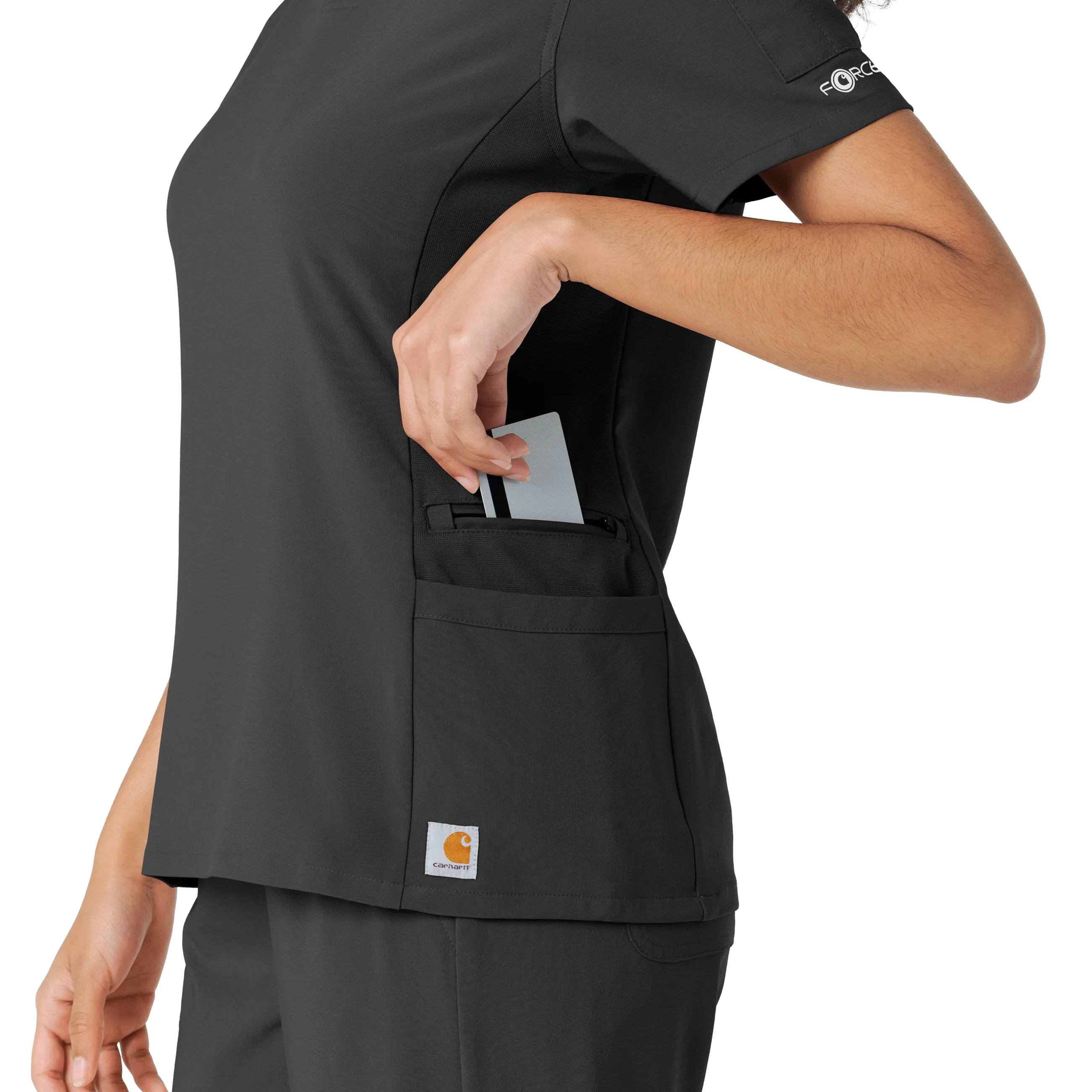 Force Cross-Flex C13310 Knit Panel Scrub Top Black