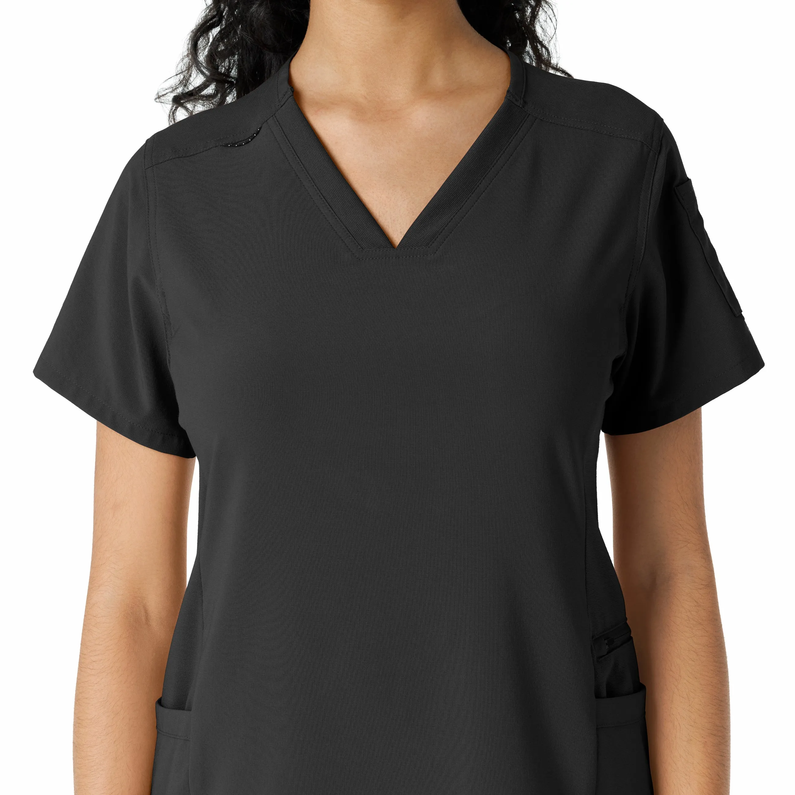 Force Cross-Flex C13310 Knit Panel Scrub Top Black