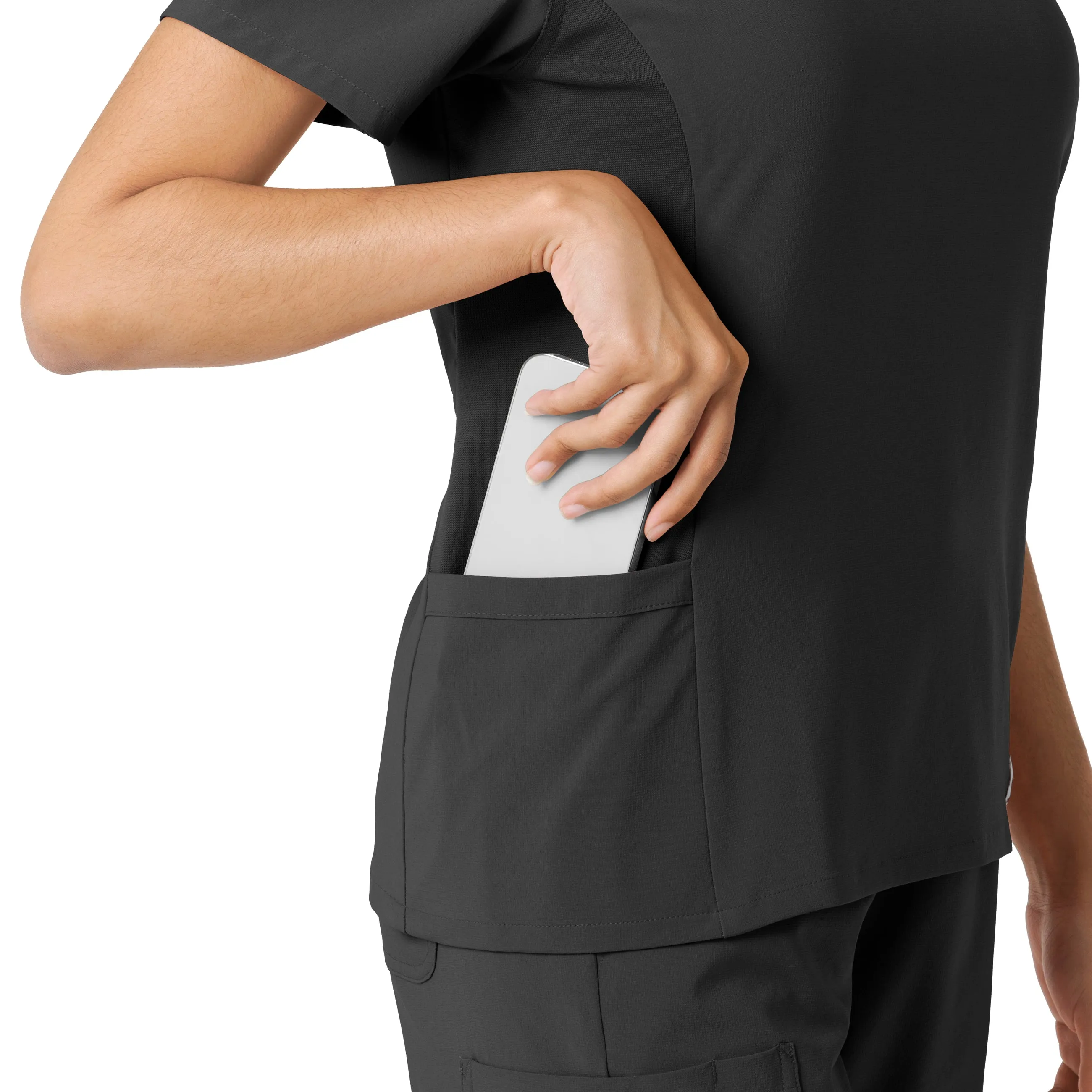 Force Cross-Flex C13310 Knit Panel Scrub Top Black