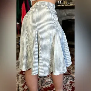 Free People Striped White and Blue Women's Skirt