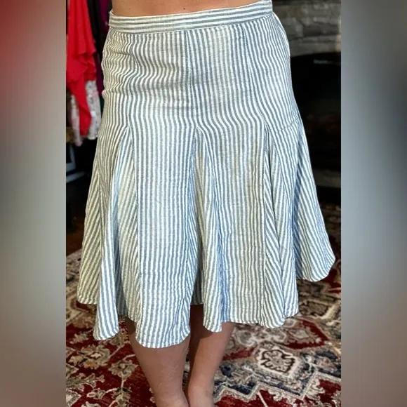 Free People Striped White and Blue Women's Skirt