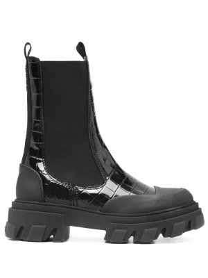 GANNI croc-effect Chelsea boots