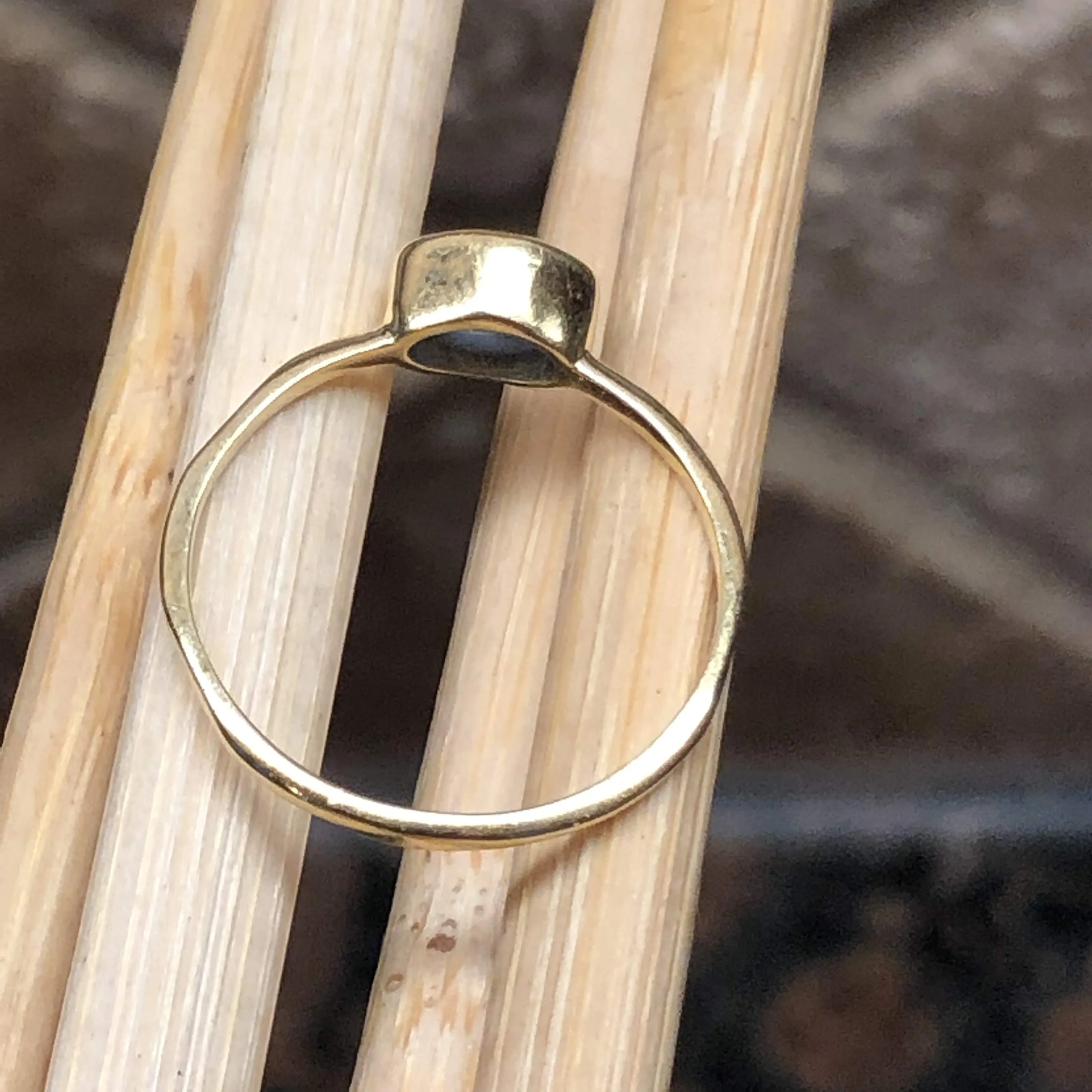 Genuine Blue Tanzanite 14k Gold Over Solid Sterling Silver Engagement Ring Size 6, 7, 8, 9, 10