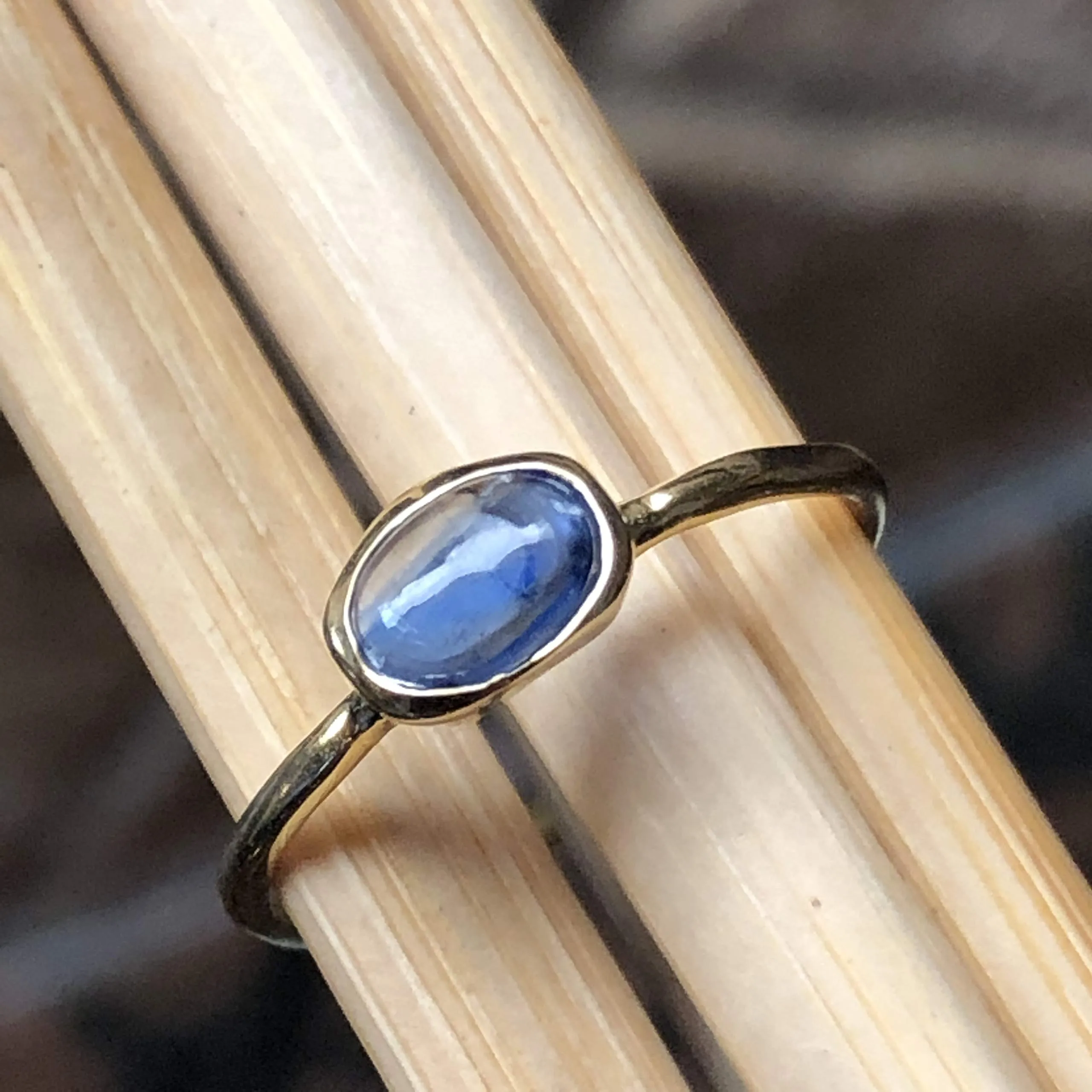 Genuine Blue Tanzanite 14k Gold Over Solid Sterling Silver Engagement Ring Size 6, 7, 8, 9, 10