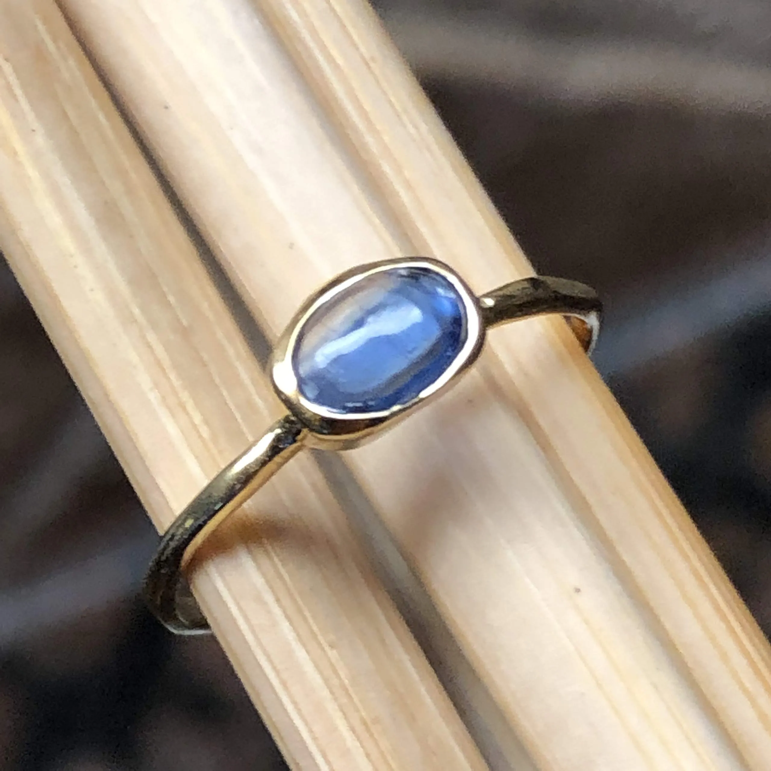 Genuine Blue Tanzanite 14k Gold Over Solid Sterling Silver Engagement Ring Size 6, 7, 8, 9, 10