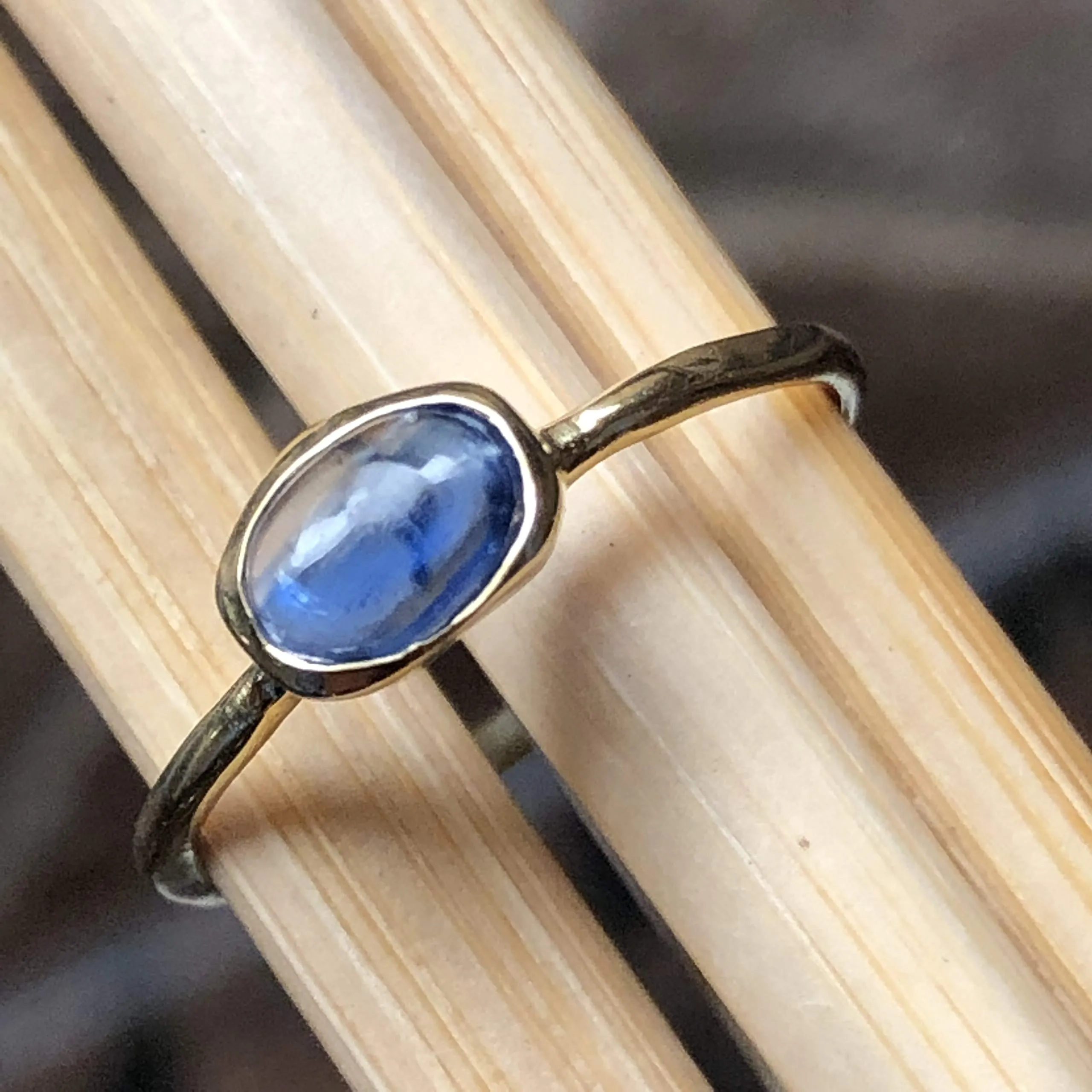 Genuine Blue Tanzanite 14k Gold Over Solid Sterling Silver Engagement Ring Size 6, 7, 8, 9, 10