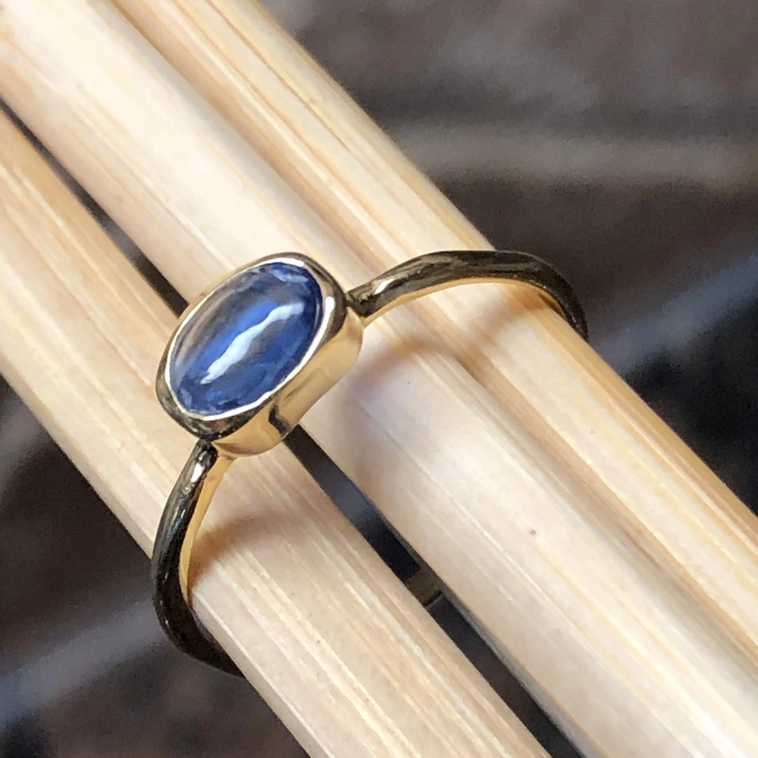 Genuine Blue Tanzanite 14k Gold Over Solid Sterling Silver Engagement Ring Size 6, 7, 8, 9, 10