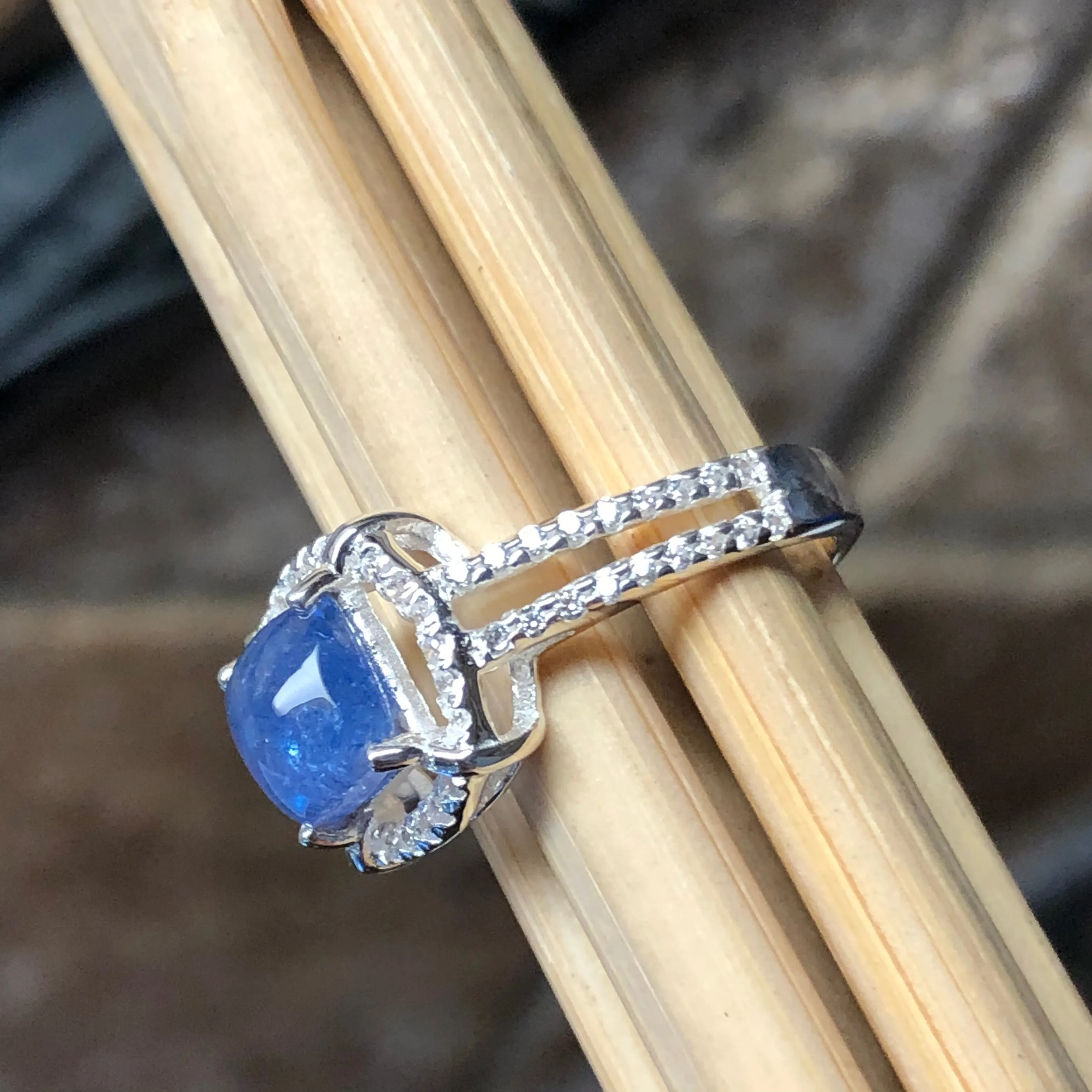 Genuine Blue Tanzanite 925 Solid Sterling Silver Engagement Ring Size 5, 6, 7, 8, 9
