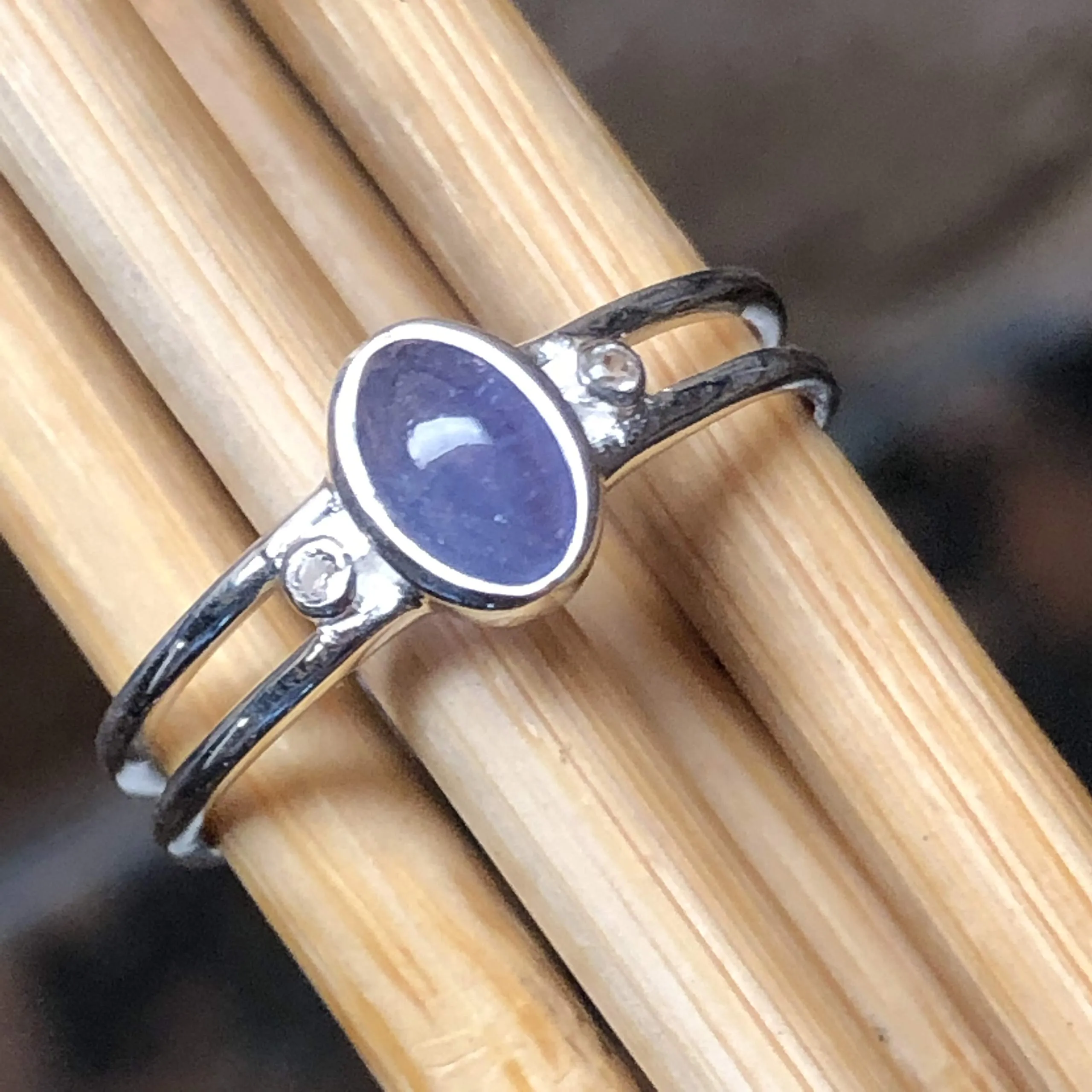 Genuine Blue Tanzanite 925 Solid Sterling Silver Engagement Ring Size 6, 7, 8, 9