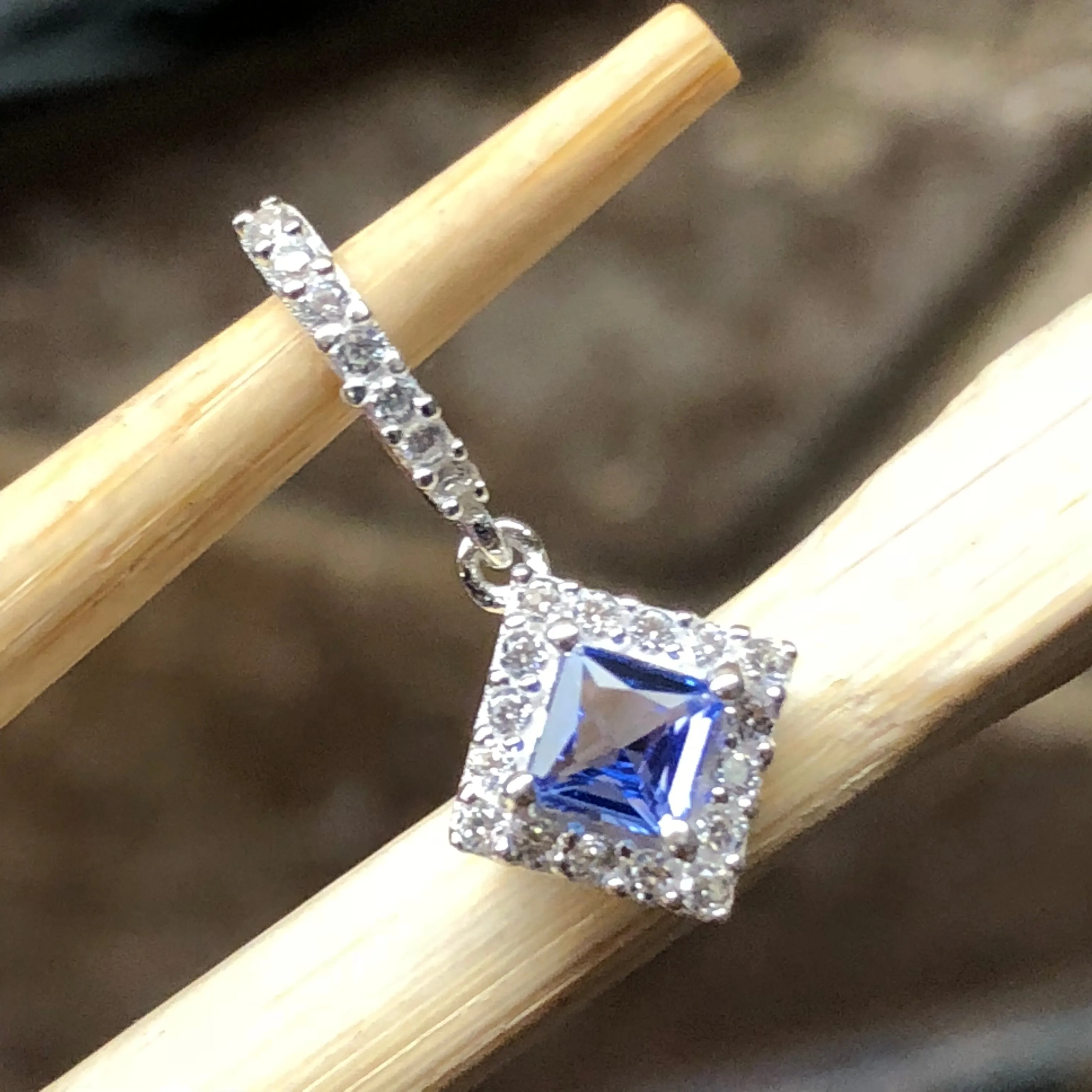 Genuine Tanzanite 925 Solid Sterling Silver Pendant 18mm