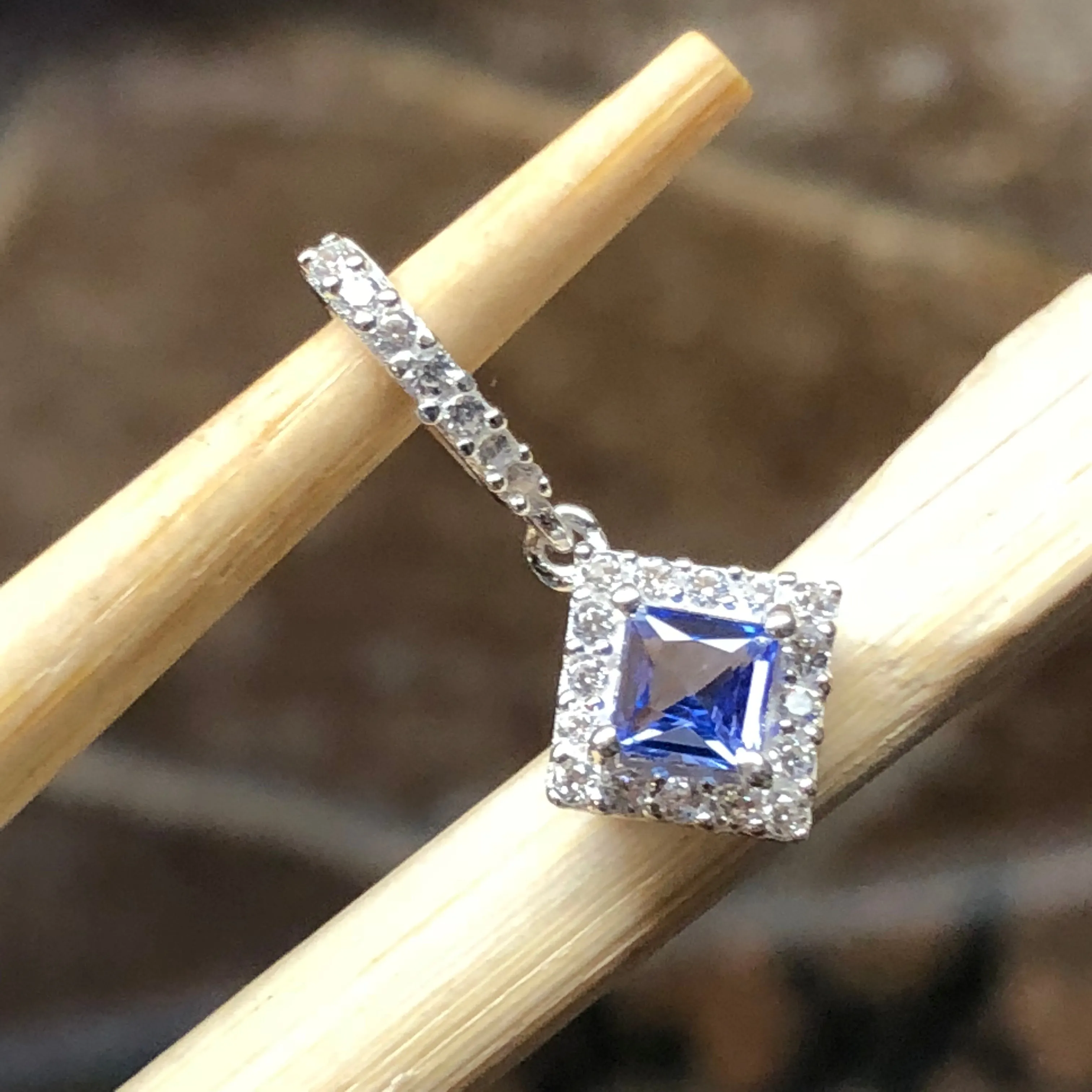 Genuine Tanzanite 925 Solid Sterling Silver Pendant 18mm