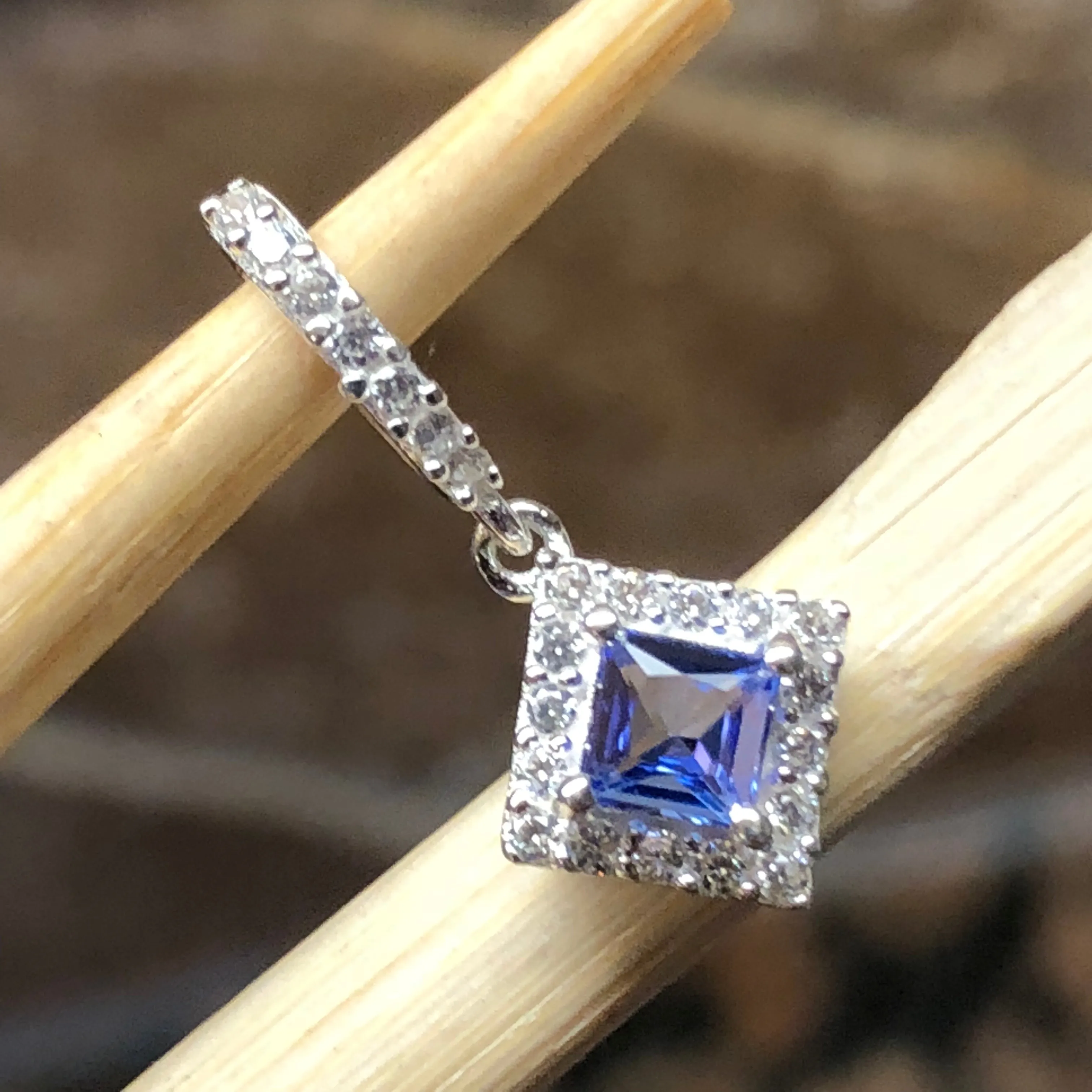 Genuine Tanzanite 925 Solid Sterling Silver Pendant 18mm