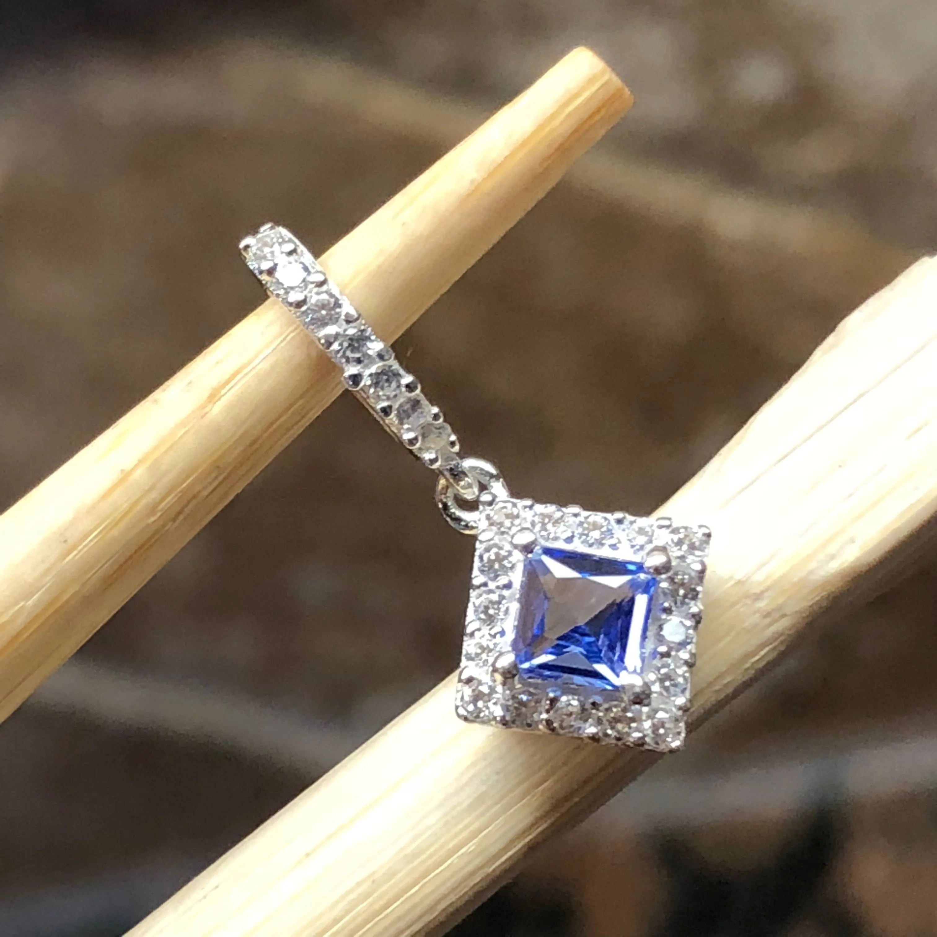 Genuine Tanzanite 925 Solid Sterling Silver Pendant 18mm