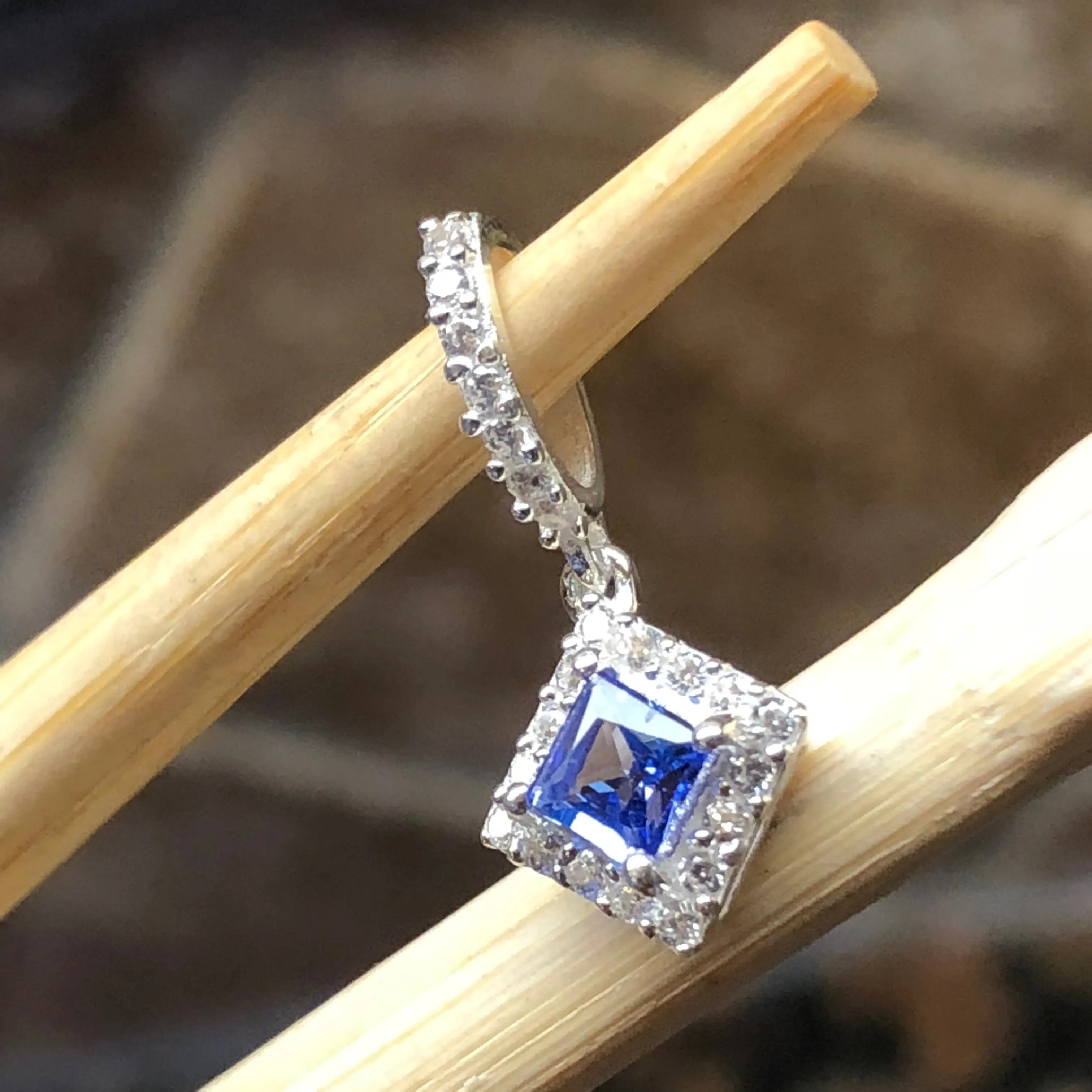 Genuine Tanzanite 925 Solid Sterling Silver Pendant 18mm