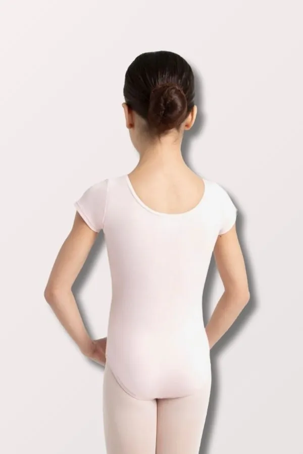 Girls Cotton Short Sleeve Leotard - Pink