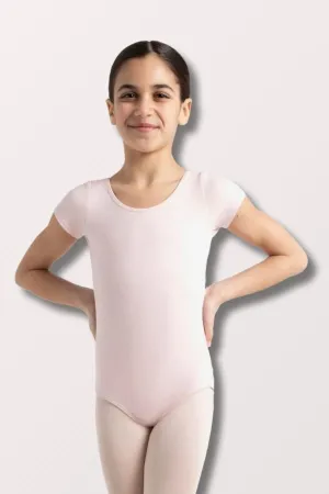 Girls Cotton Short Sleeve Leotard - Pink