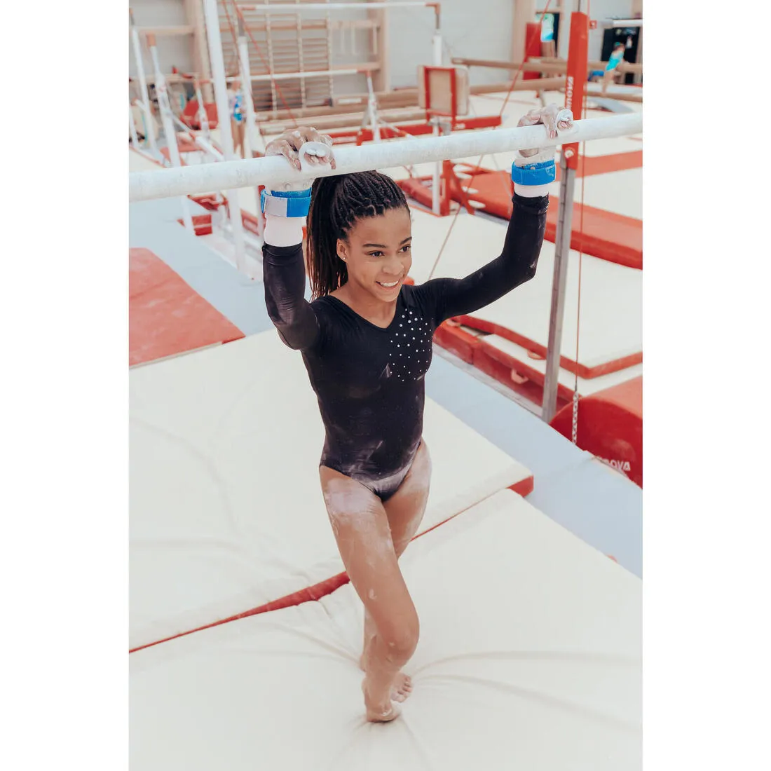 Girls' Gym Long-Sleeved Leotard 500 - Black