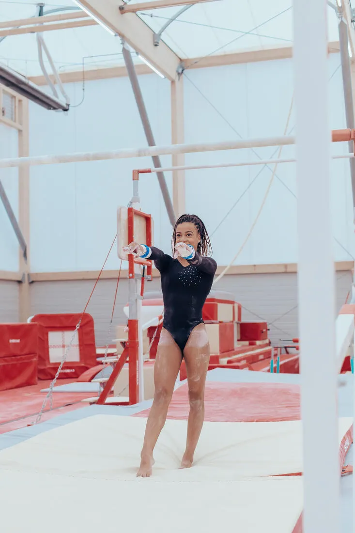 Girls' Gym Long-Sleeved Leotard 500 - Black