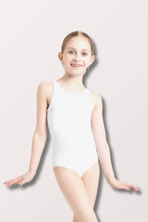 Girls Team Basics Nylon/Spandex Tank Leotard - White
