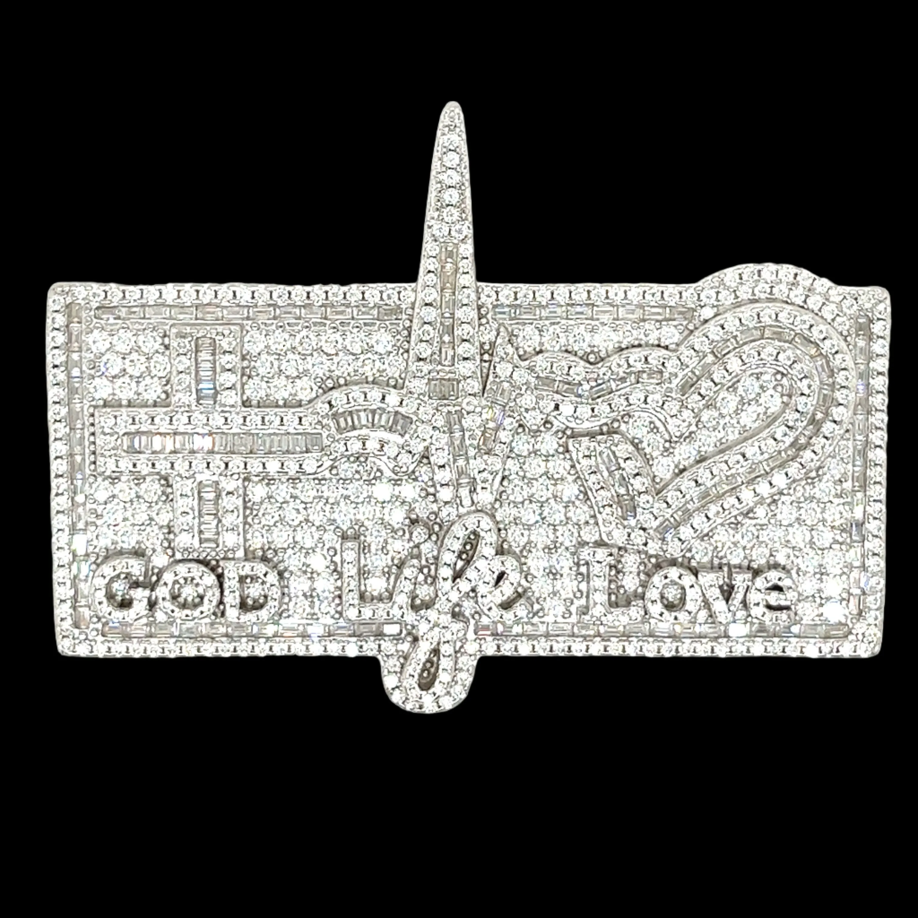 God Life Love Lab-Created Moissanite Sterling Silver Charm Pendant - M4192519