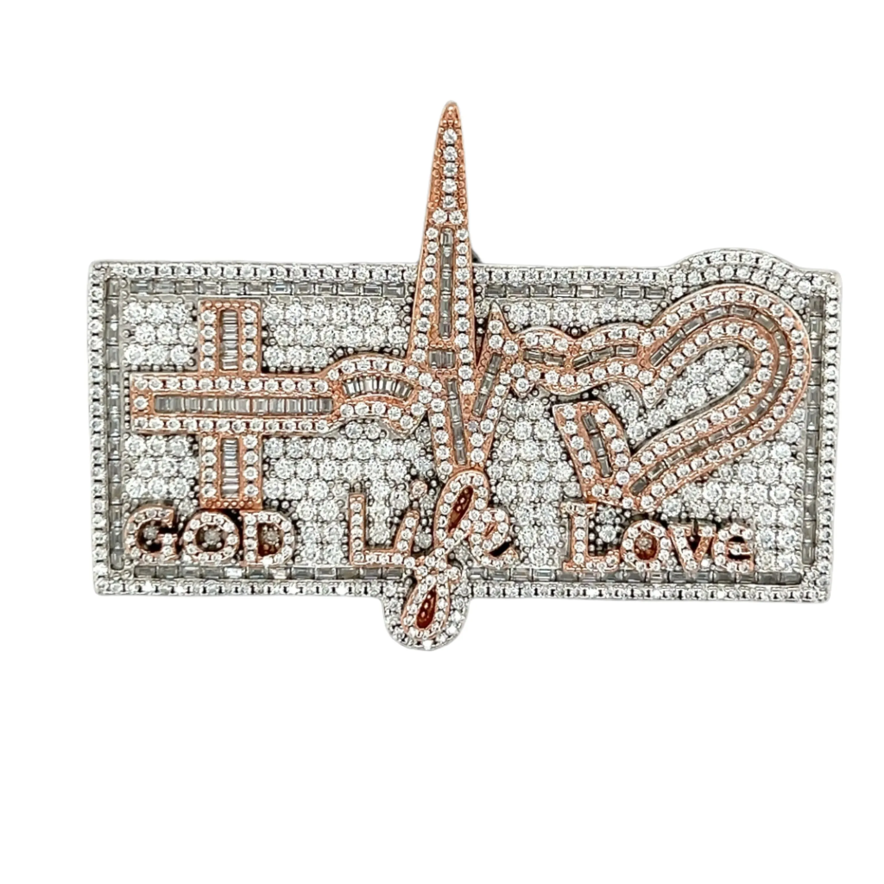 God Life Love Lab-Created Moissanite Sterling Silver Charm Pendant - M4192519