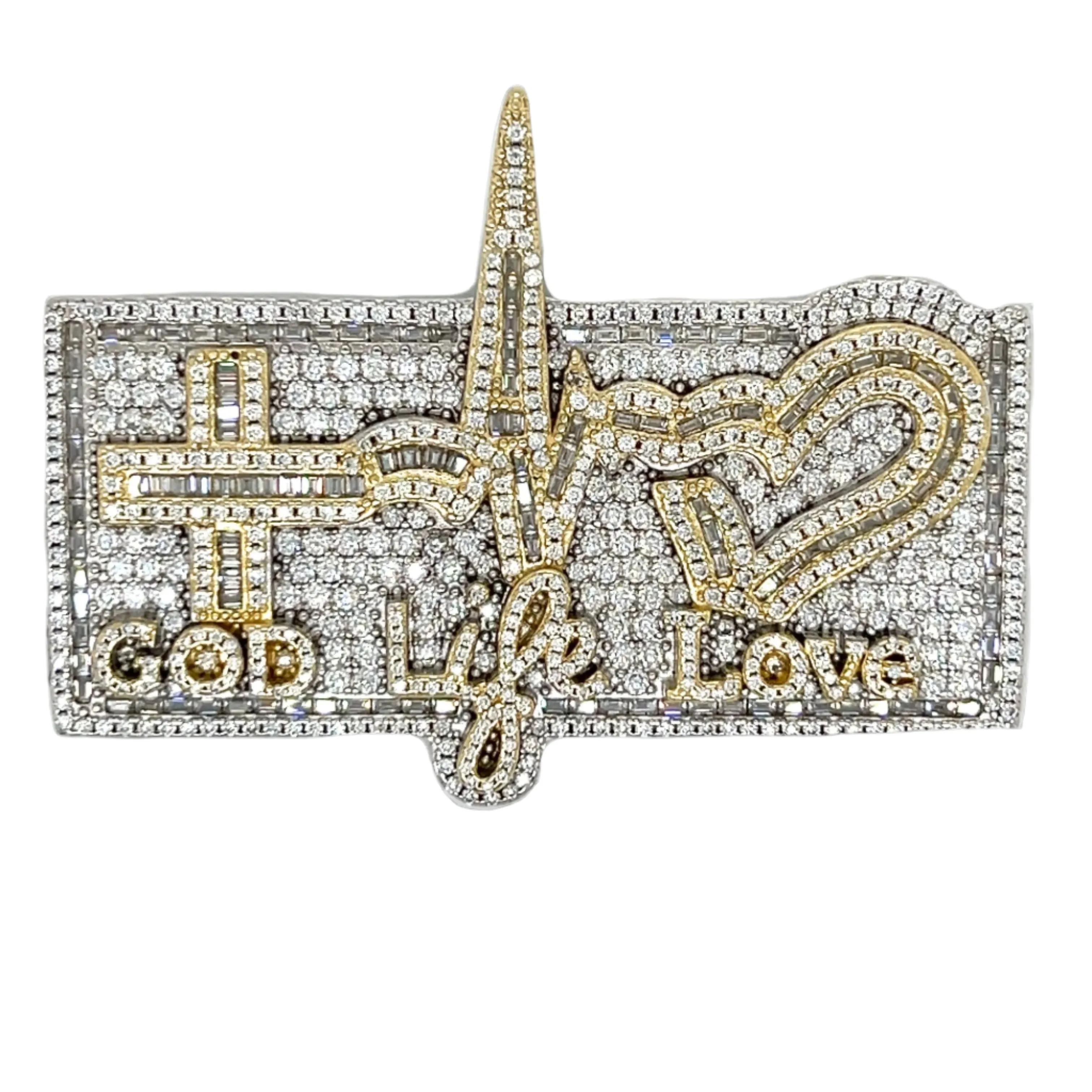 God Life Love Lab-Created Moissanite Sterling Silver Charm Pendant - M4192519