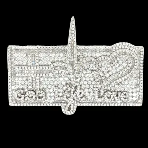 God Life Love Lab-Created Moissanite Sterling Silver Charm Pendant - M4192519