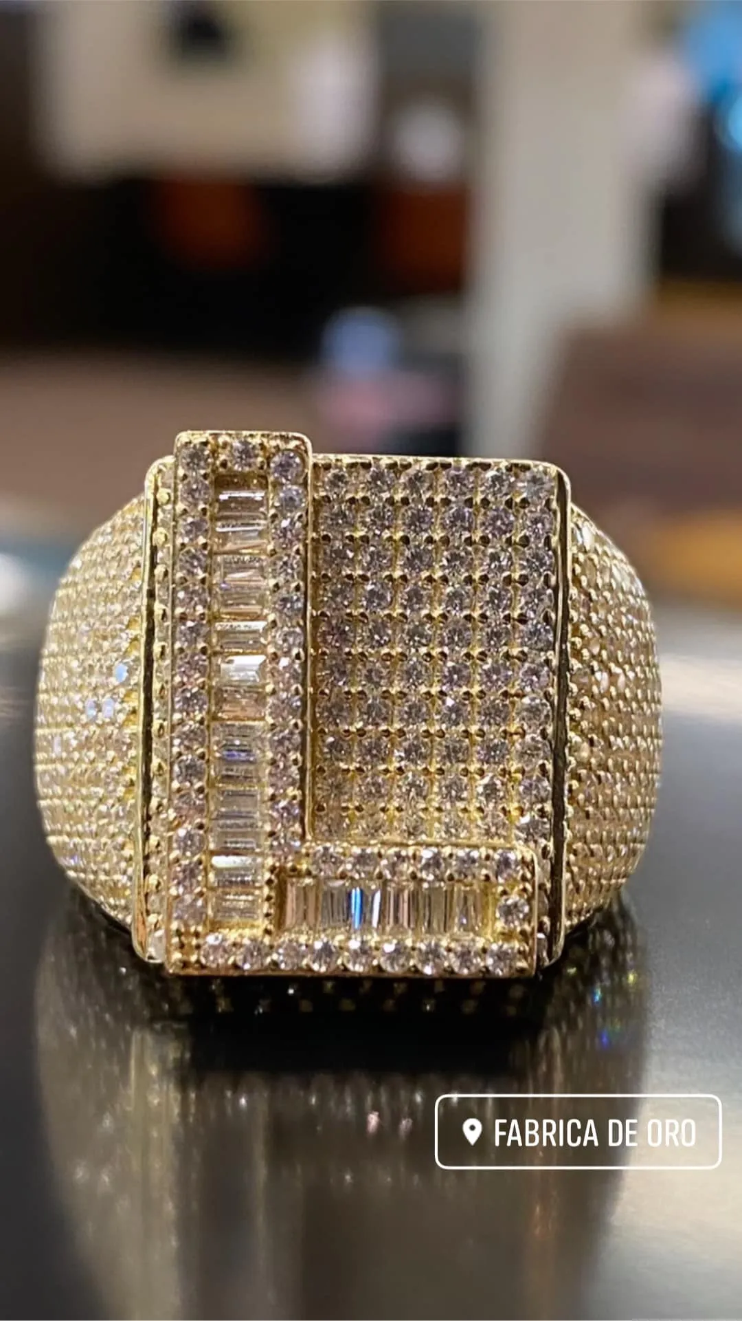 Gold letter Ring with CZS