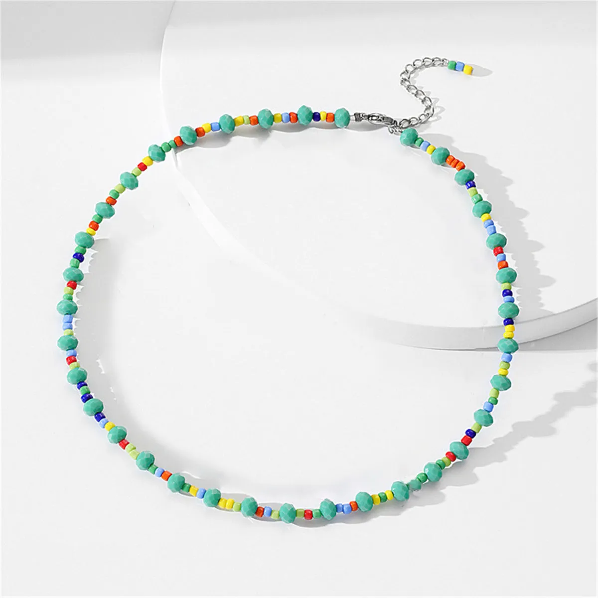 Green Acrylic & Howlite Oval Station Necklace