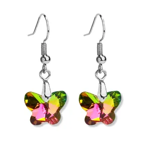 Green & Red Crystal Butterfly Drop Earrings