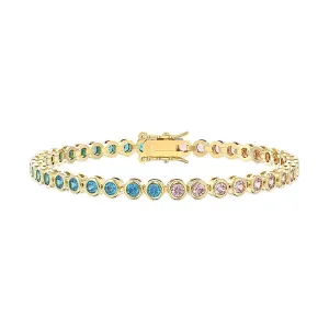 Green and White Shiny Zirconia Tennis Paperclip Chain Bracelet