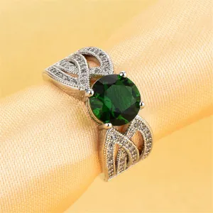 Green Crystal & Cubic Zirconia Split-Shank Ring