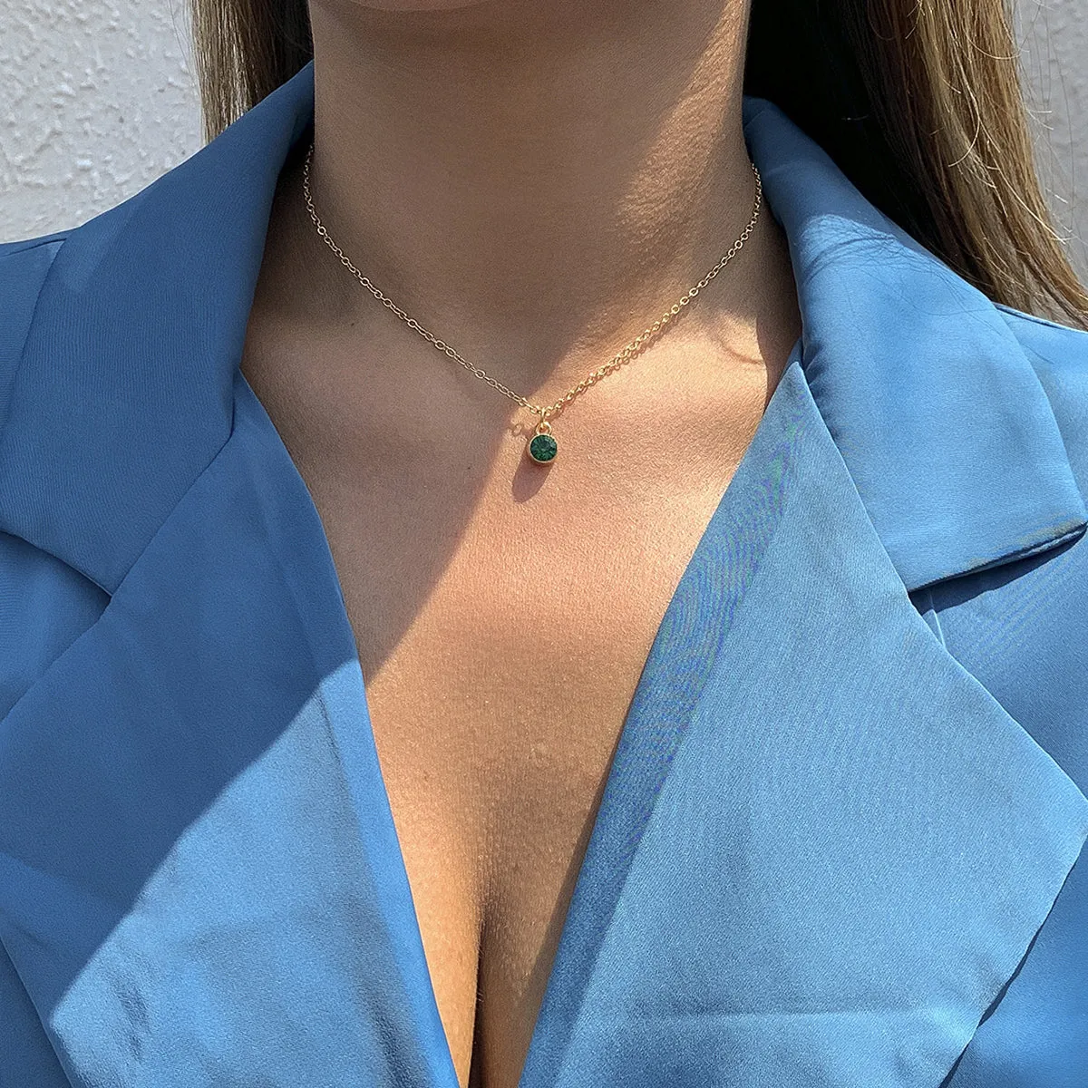 Green Cubic Zirconia & 18K Gold-Plated Pendant Necklace