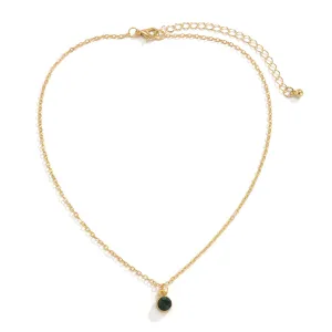 Green Cubic Zirconia & 18K Gold-Plated Pendant Necklace