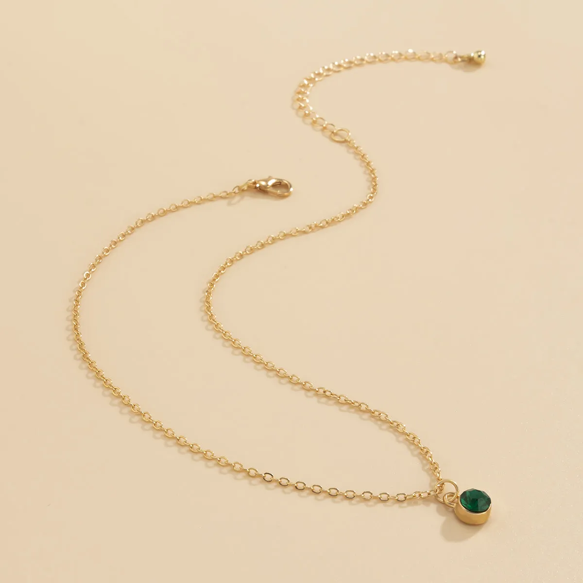 Green Cubic Zirconia & 18K Gold-Plated Pendant Necklace